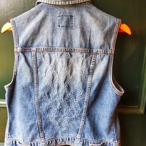 Old Navy Hand-embroidered Jean Vest